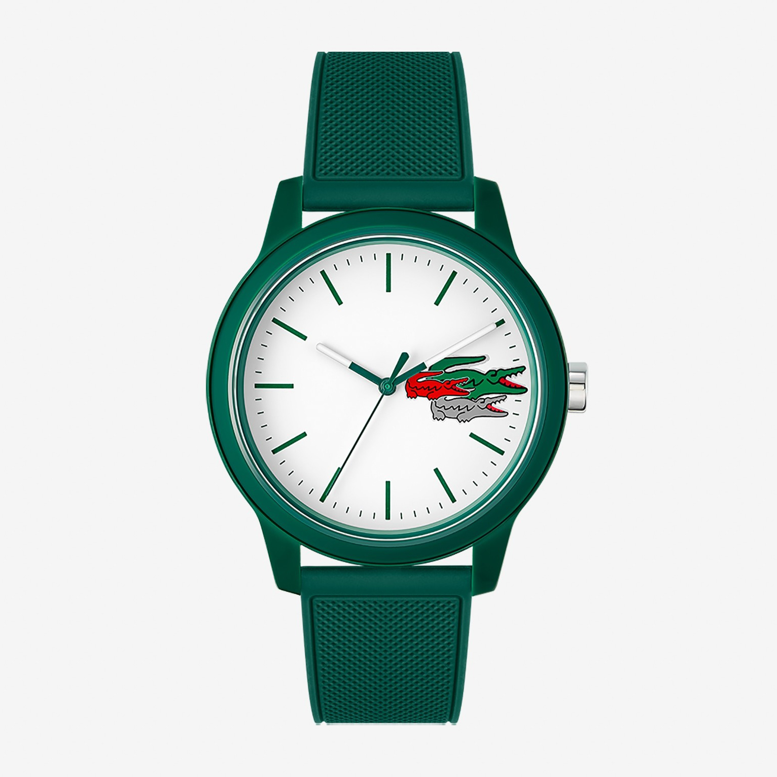Montre Lacoste.12.12 Holiday à 3 aiguilles - Modèle blanc avec bracelet vert en silicone