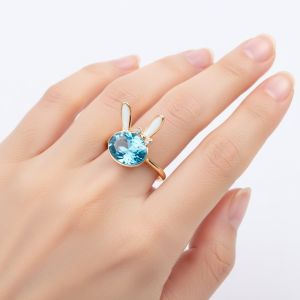 bague lapin blanc-plaqué or