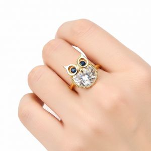 Bague plaqué or pierre hibou rende miel