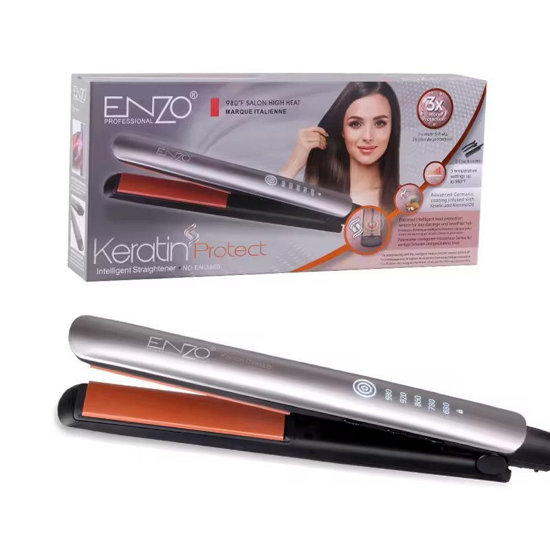 مكواة فرد الشعر ENZO Keratin Protect الاحترافية (EN-3860) - حرارة 980F