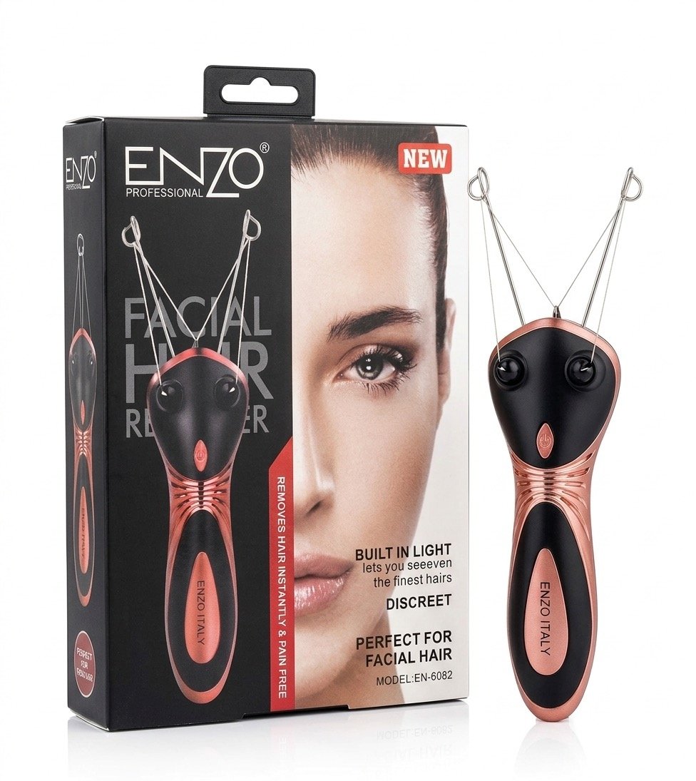 جهاز ENZO Professional (EN-6082) المطور لإزالة شعر الوجه بالخيط – مع إضاءة LED مدمجة لنتائج مثالية